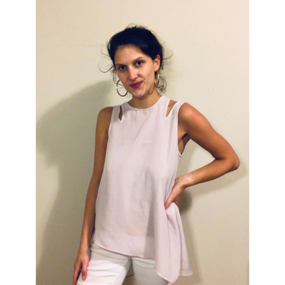 BCBG Lavender Asymmetrical Hem Tank